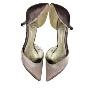 Adrianna Papell Gray Satin Dress Heels, SZ 71/2 USA Slip on pointed toe